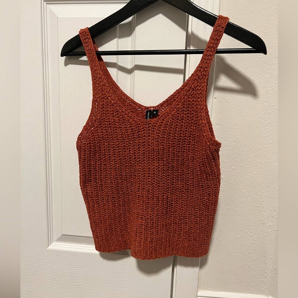 Burnt orange knitted tank top